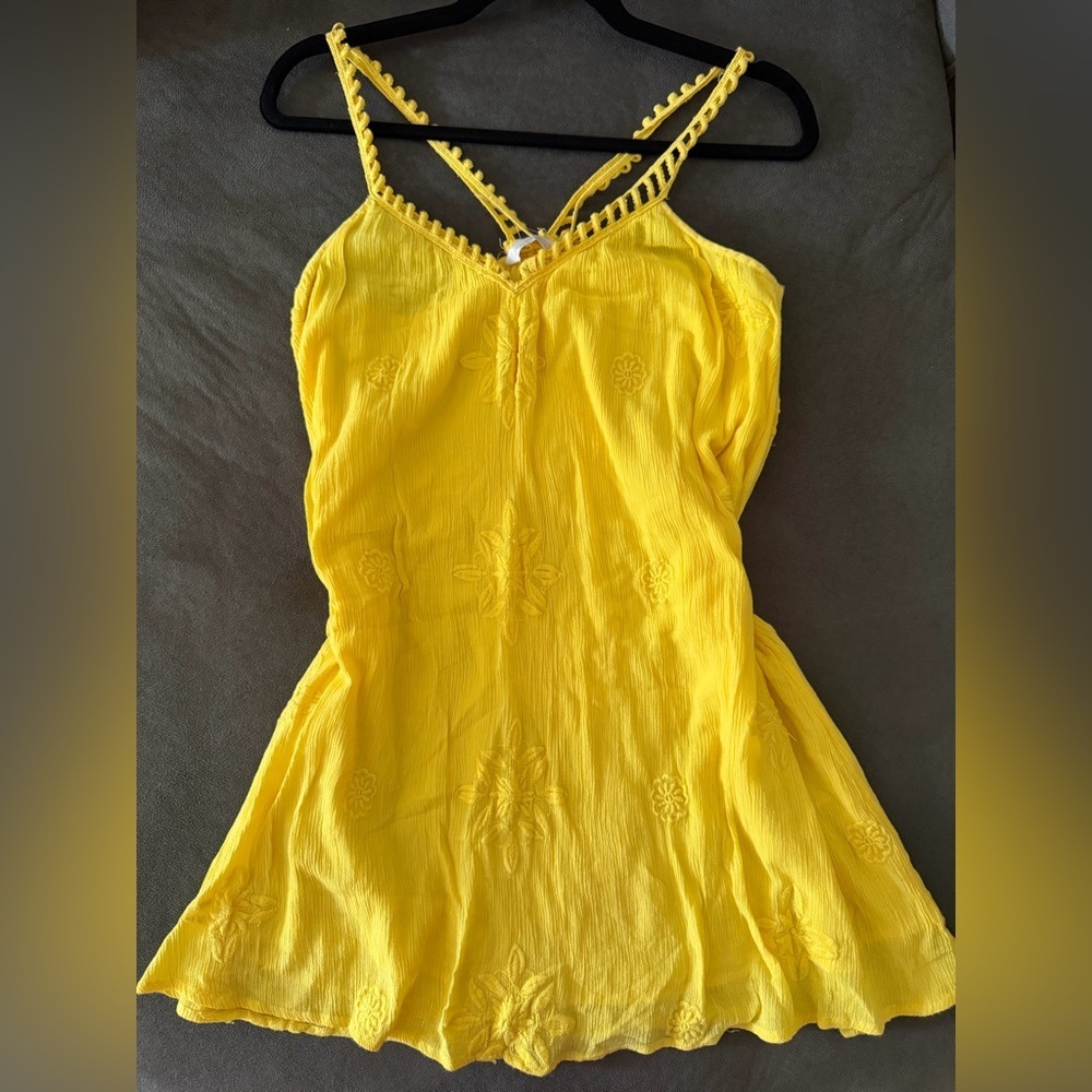 Zara Yellow Embroidered Babydoll Dress XS